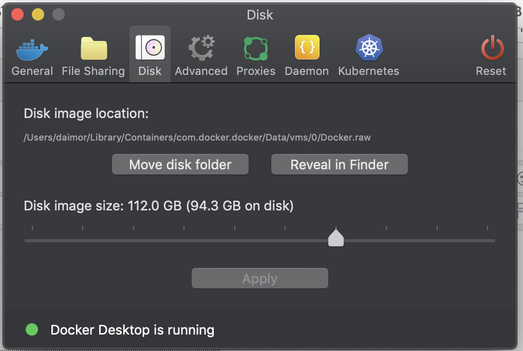 docker for mac disk space